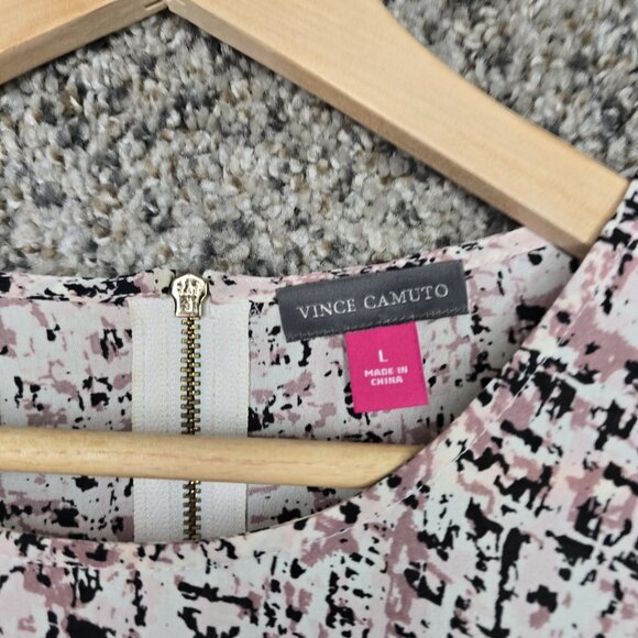 Vince Camuto Top Womens Large Purple Scoop Neck Blouse Zip Semi Sheer Ladies - Picture 6 of 7